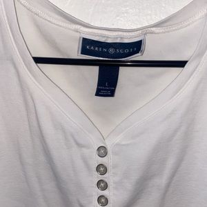 Karen Scott White Button Cotton Shirt